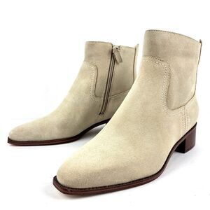 Cole Haan Naia Pointed Toe Block Heel Booties Women's Light Beige Size 7.5B